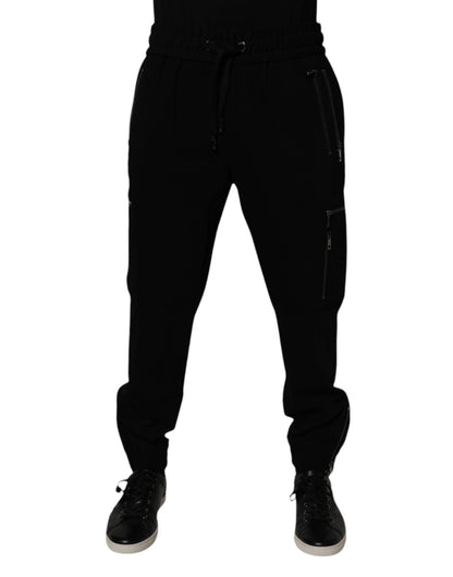 Dolce & Gabbana Black Wool Stretch Jogger Pants by Dolce & Gabbana