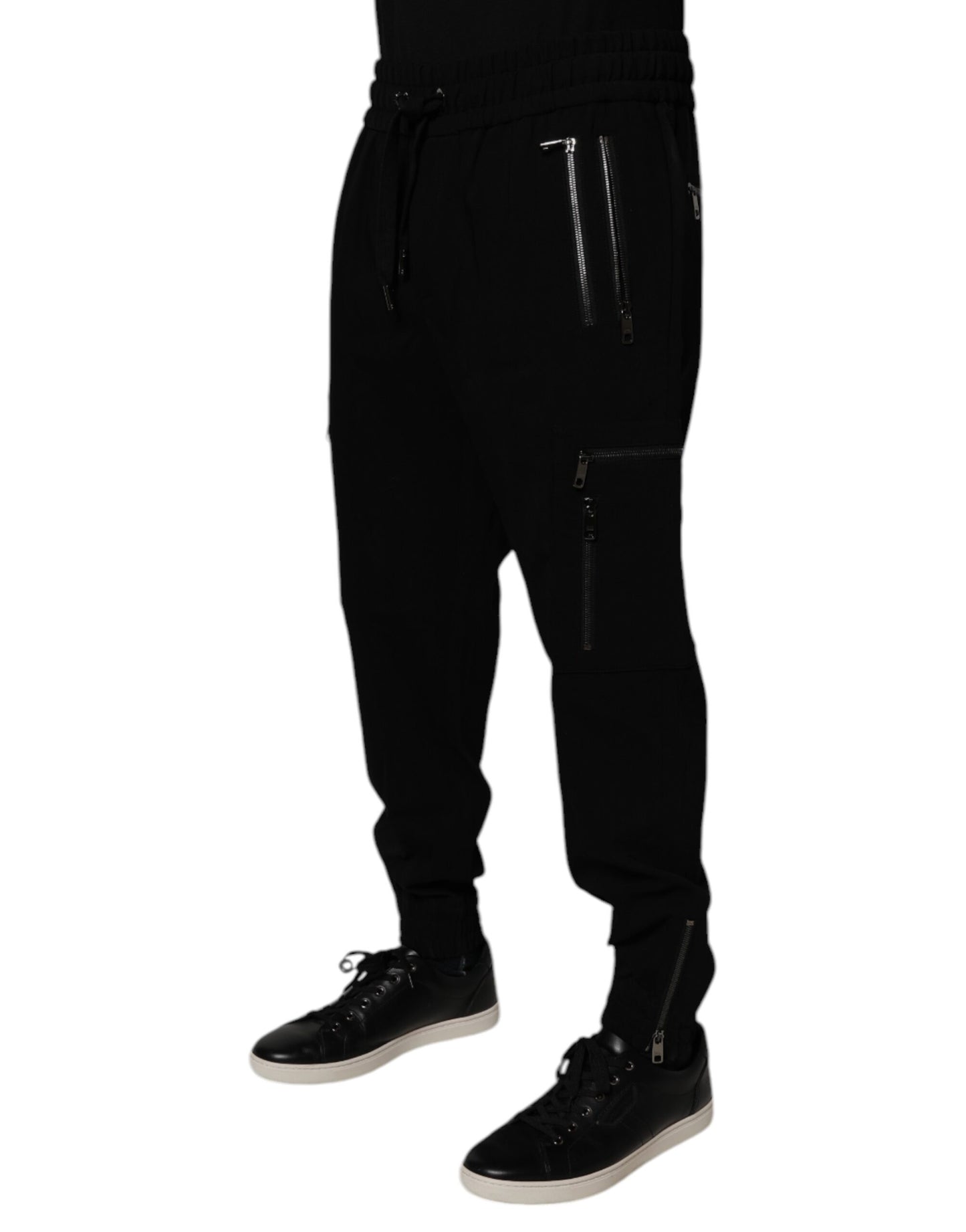 Dolce & Gabbana Black Wool Stretch Jogger Pants by Dolce & Gabbana