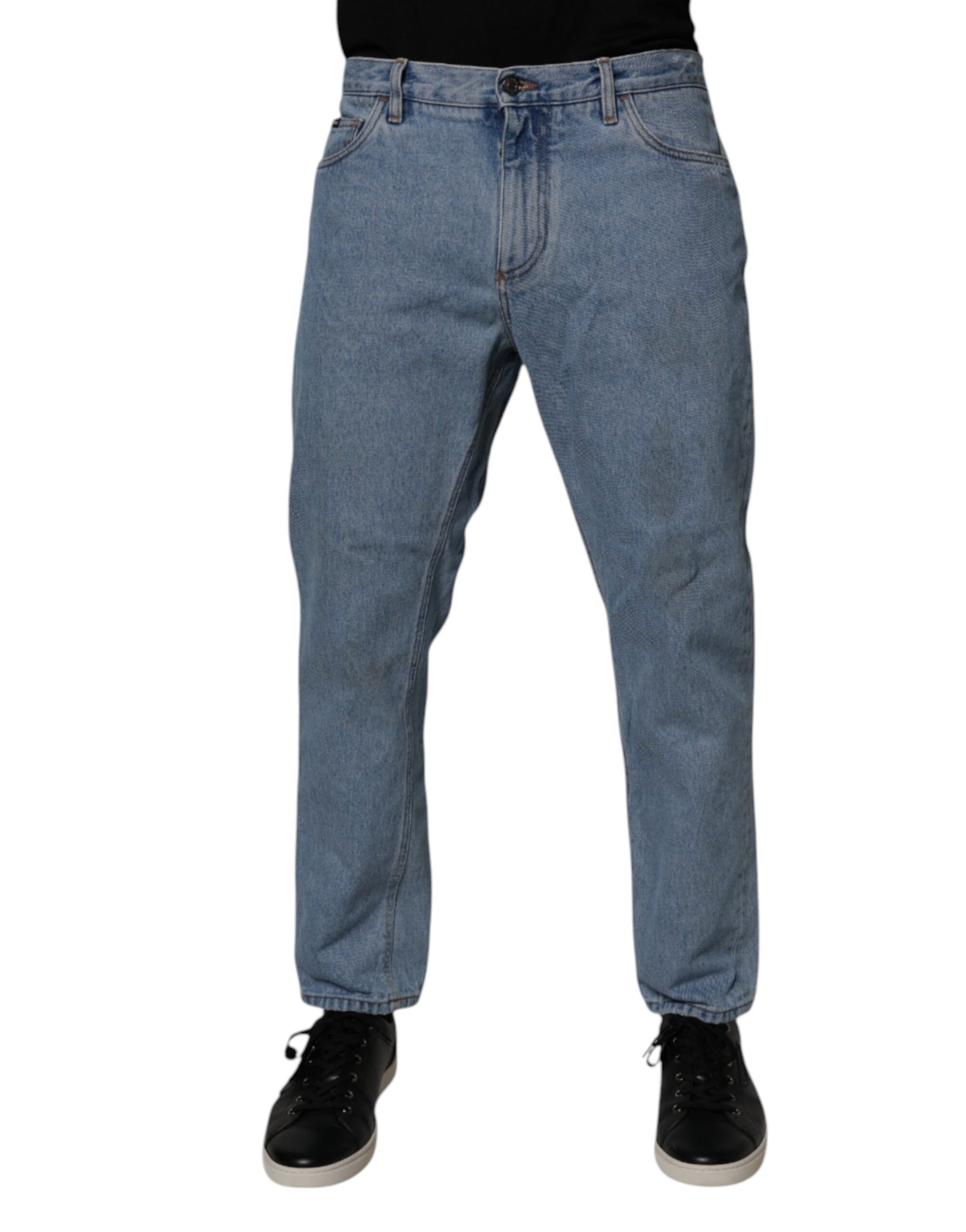 Dolce & Gabbana Blue Cotton Skinny Men Denim Mid Waist Jeans by Dolce & Gabbana