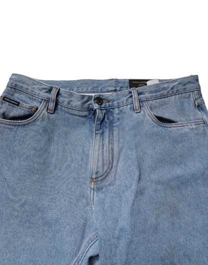 Dolce & Gabbana Blue Cotton Skinny Men Denim Mid Waist Jeans by Dolce & Gabbana