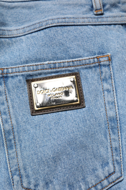 Dolce & Gabbana Blue Cotton Skinny Men Denim Mid Waist Jeans by Dolce & Gabbana