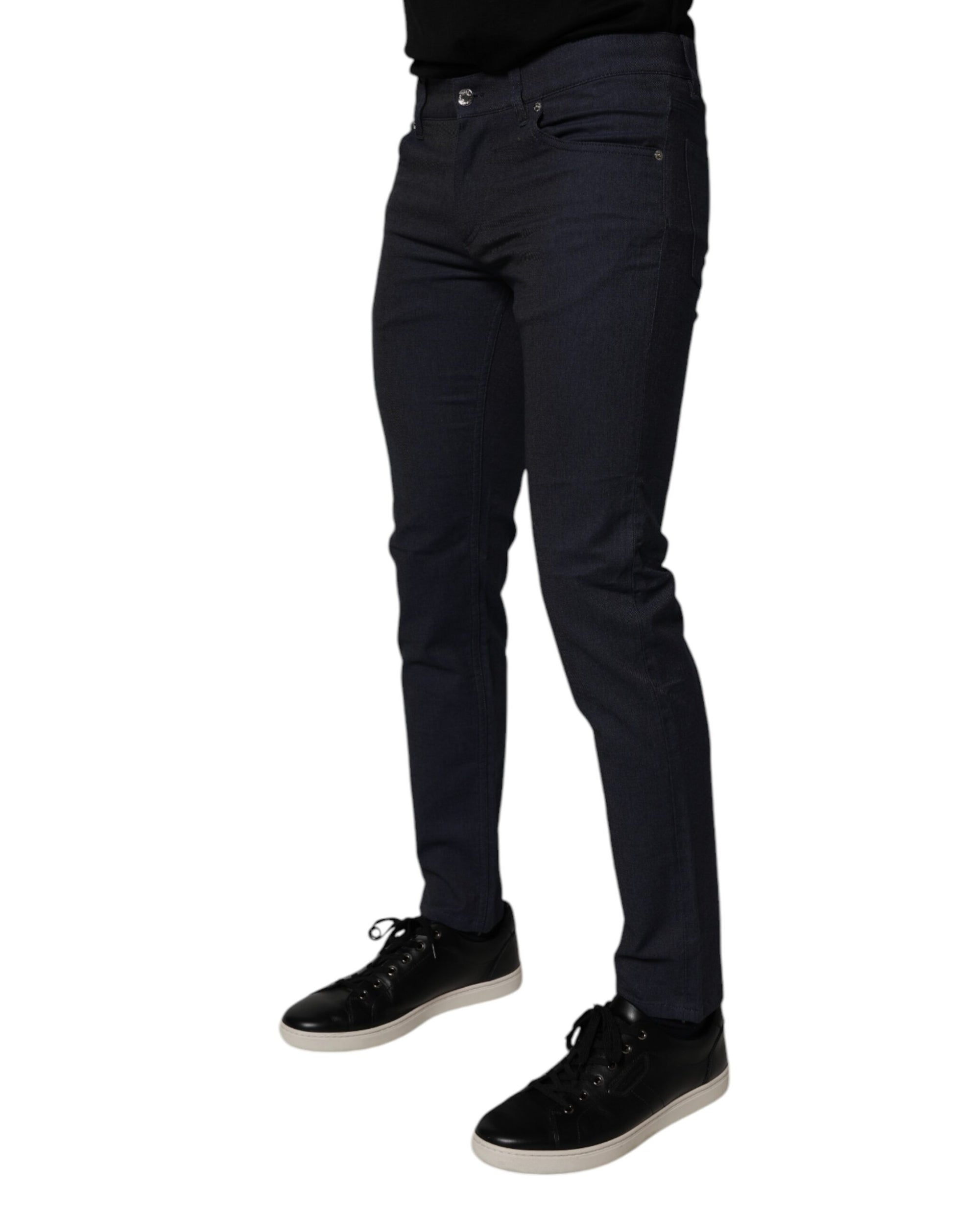 Dolce & Gabbana Dark Blue Cotton Stretch Skinny Denim Jeans by Dolce & Gabbana