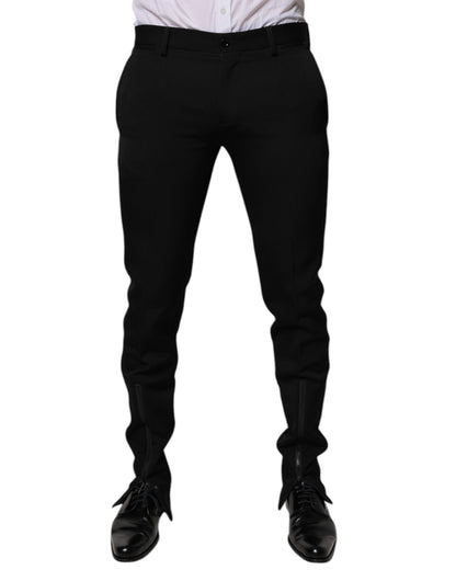 Dolce & Gabbana Black Wool Tapered Formal Dress Pants by Dolce & Gabbana
