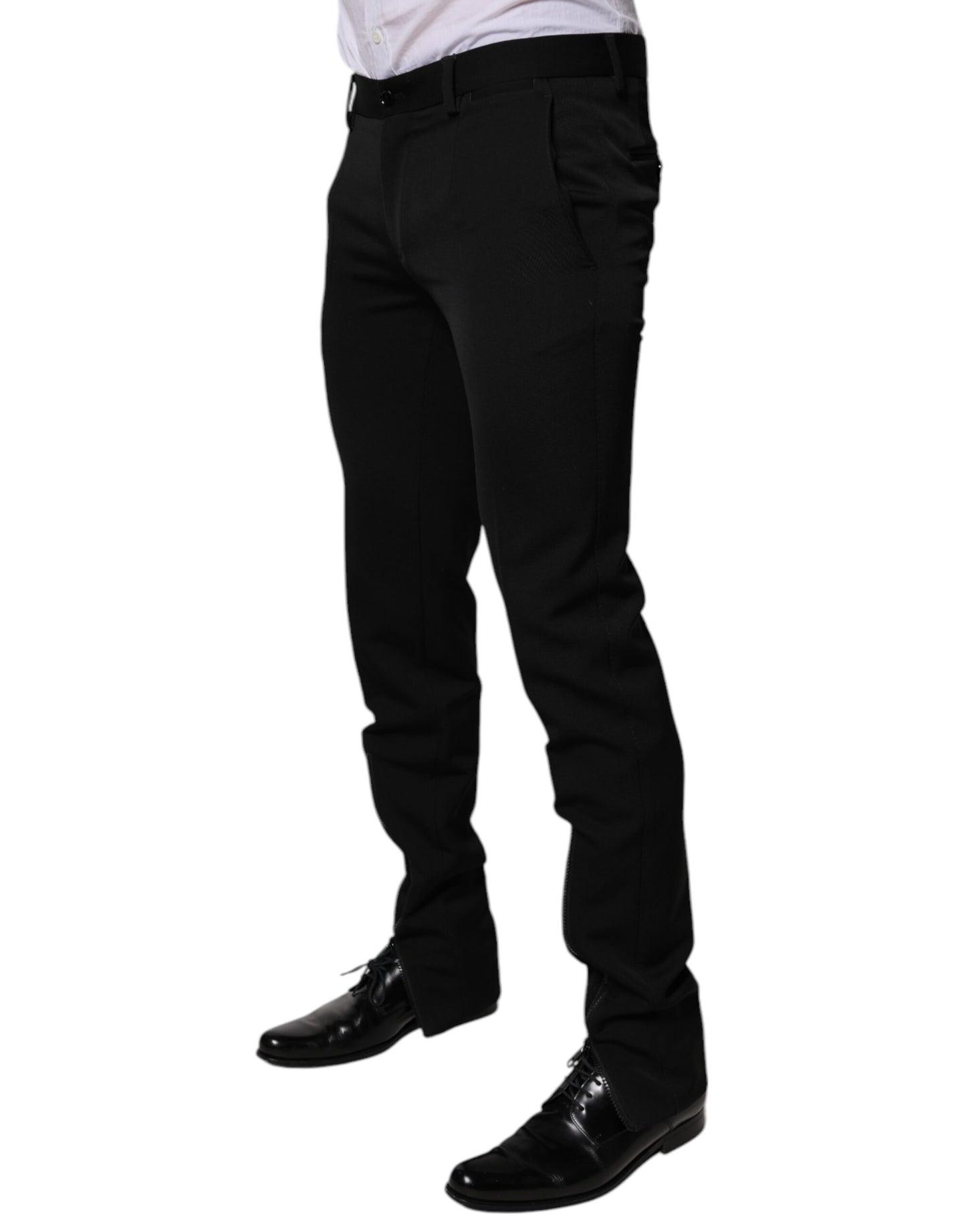 Dolce & Gabbana Black Wool Tapered Formal Dress Pants by Dolce & Gabbana