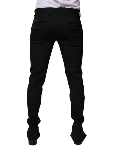 Dolce & Gabbana Black Wool Tapered Formal Dress Pants by Dolce & Gabbana