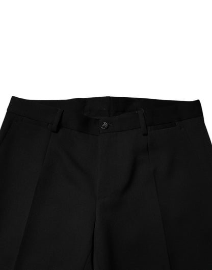 Dolce & Gabbana Black Wool Tapered Formal Dress Pants by Dolce & Gabbana