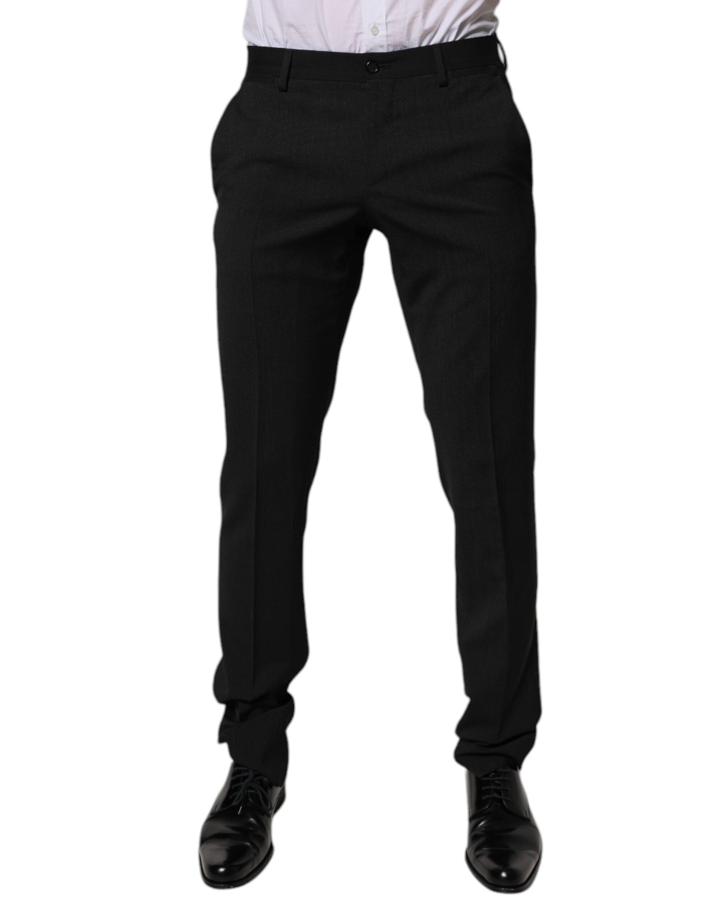 Dolce & Gabbana Black Polyester Tapered Formal Men Dress Pants by Dolce & Gabbana