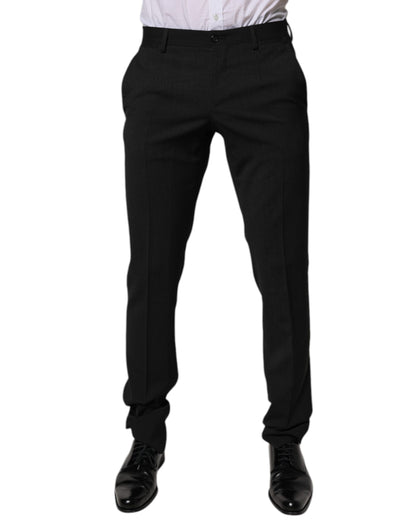 Dolce & Gabbana Black Polyester Tapered Formal Men Dress Pants by Dolce & Gabbana