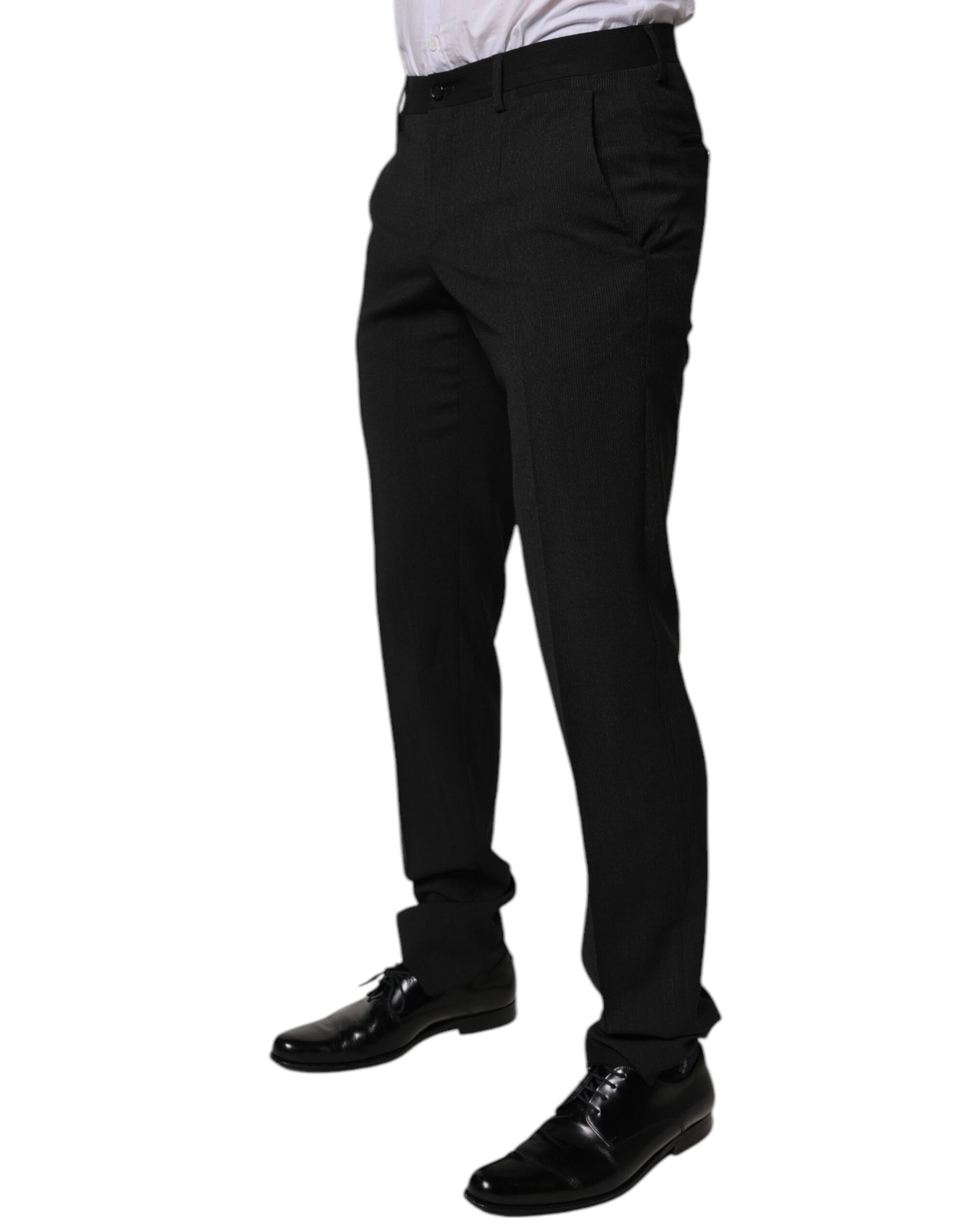 Dolce & Gabbana Black Polyester Tapered Formal Men Dress Pants by Dolce & Gabbana