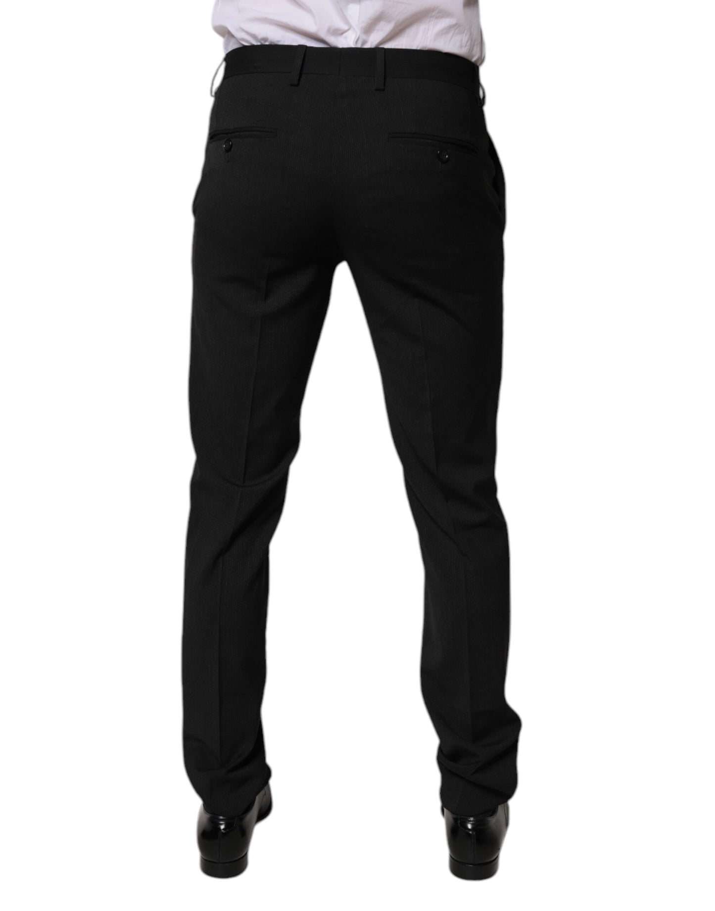 Dolce & Gabbana Black Polyester Tapered Formal Men Dress Pants by Dolce & Gabbana