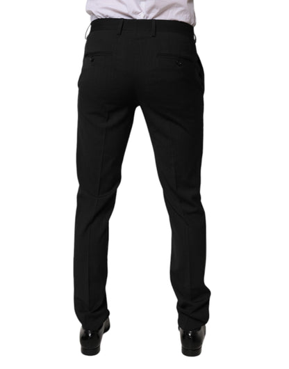Dolce & Gabbana Black Polyester Tapered Formal Men Dress Pants by Dolce & Gabbana