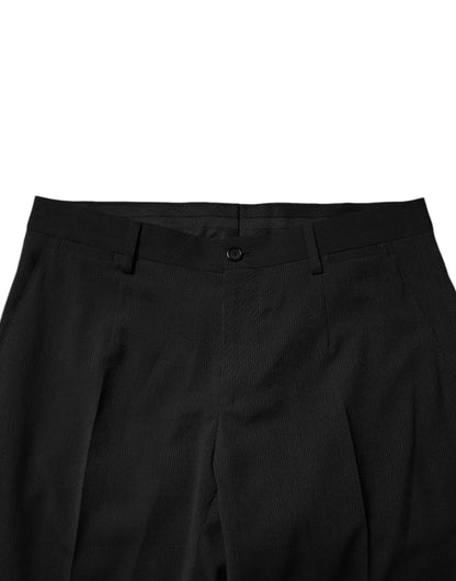 Dolce & Gabbana Black Polyester Tapered Formal Men Dress Pants by Dolce & Gabbana