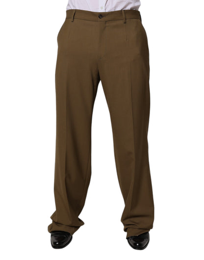 Dolce & Gabbana Brown Wool Straight Formal Dress Pants by Dolce & Gabbana