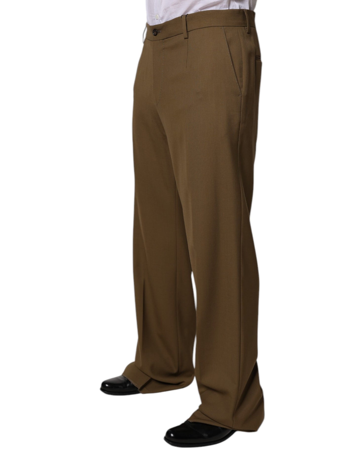 Dolce & Gabbana Brown Wool Straight Formal Dress Pants by Dolce & Gabbana