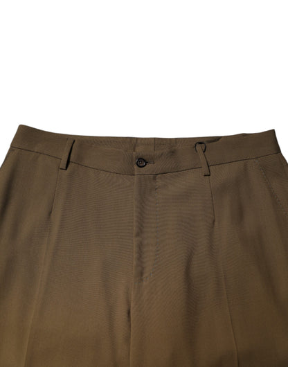 Dolce & Gabbana Brown Wool Straight Formal Dress Pants by Dolce & Gabbana
