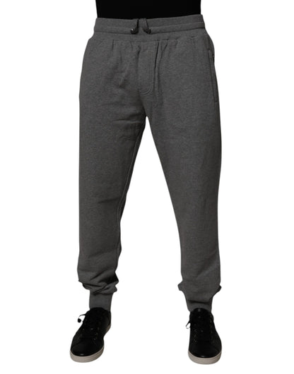 Dolce & Gabbana Gray Logo Cotton Jogger Men Sweatpants Pants by Dolce & Gabbana