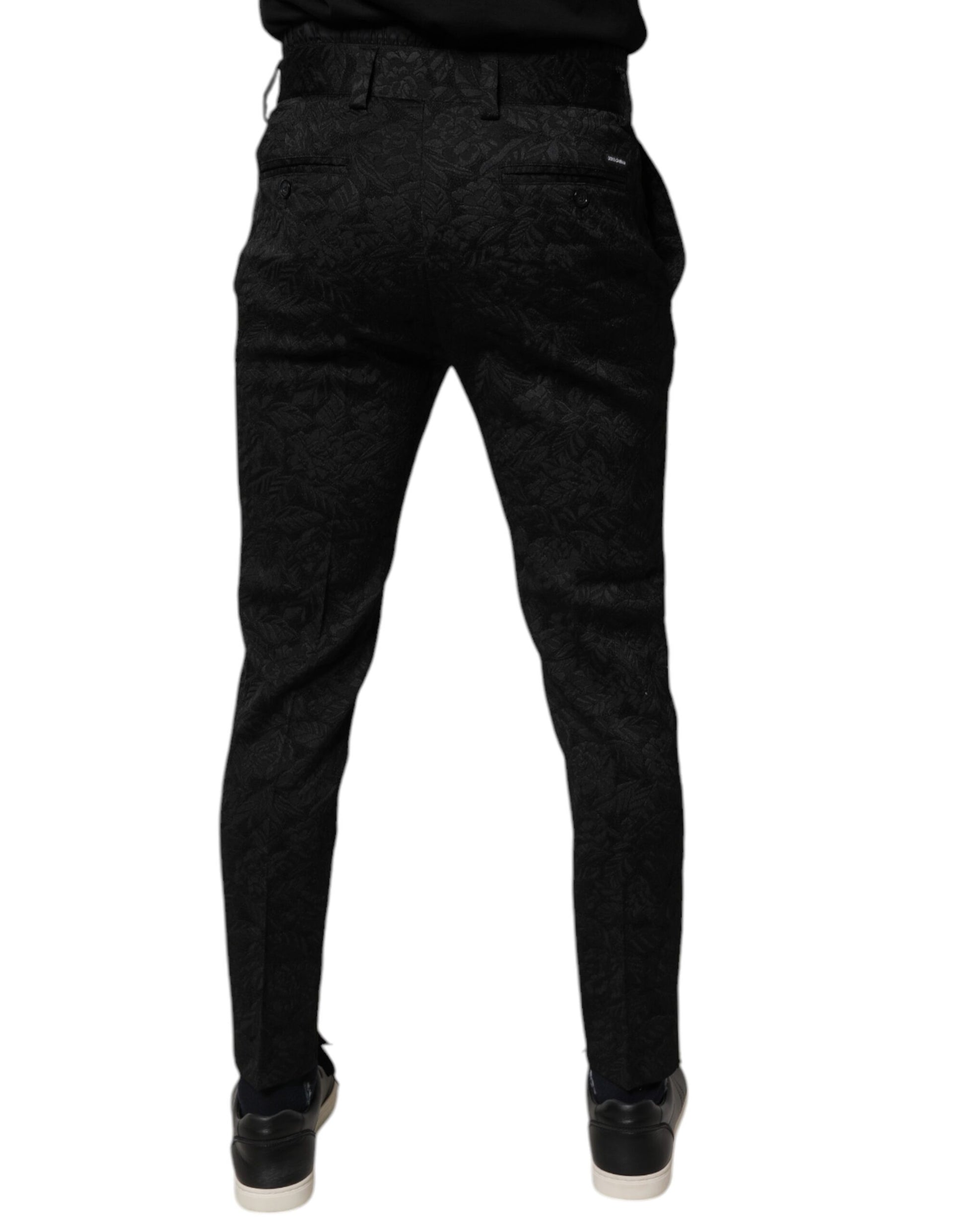 Dolce & Gabbana Black Brocade Polyester Skinny Dress Pants by Dolce & Gabbana