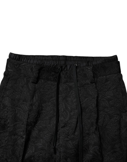 Dolce & Gabbana Black Brocade Polyester Skinny Dress Pants by Dolce & Gabbana
