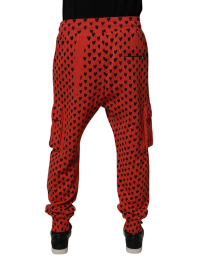 Dolce & Gabbana Red Hearts Cargo Jogger Men Sweatpants Pants by Dolce & Gabbana