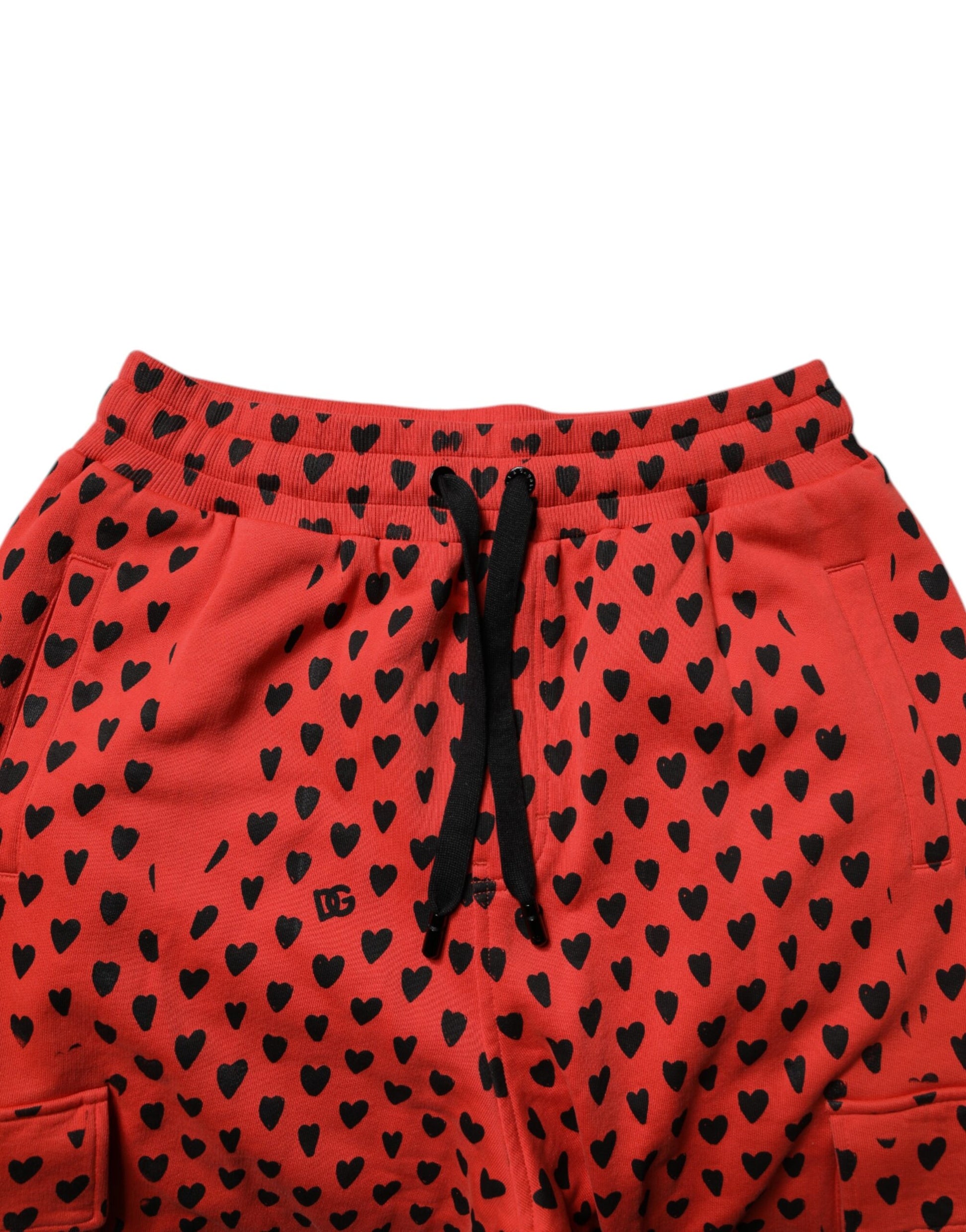 Dolce & Gabbana Red Hearts Cargo Jogger Men Sweatpants Pants by Dolce & Gabbana