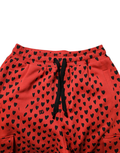 Dolce & Gabbana Red Hearts Cargo Jogger Men Sweatpants Pants by Dolce & Gabbana