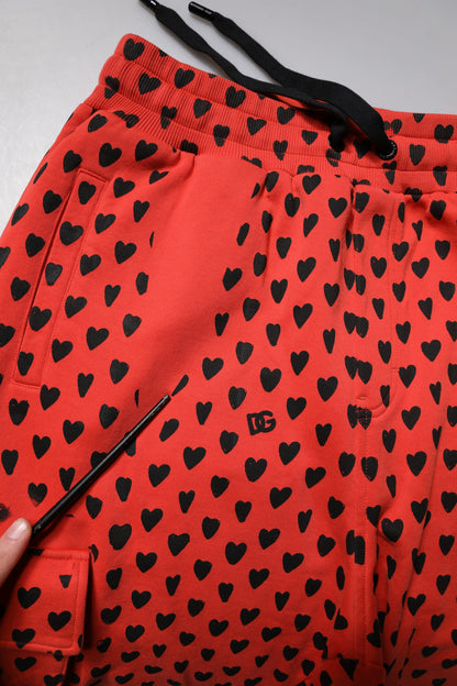 Dolce & Gabbana Red Hearts Cargo Jogger Men Sweatpants Pants by Dolce & Gabbana