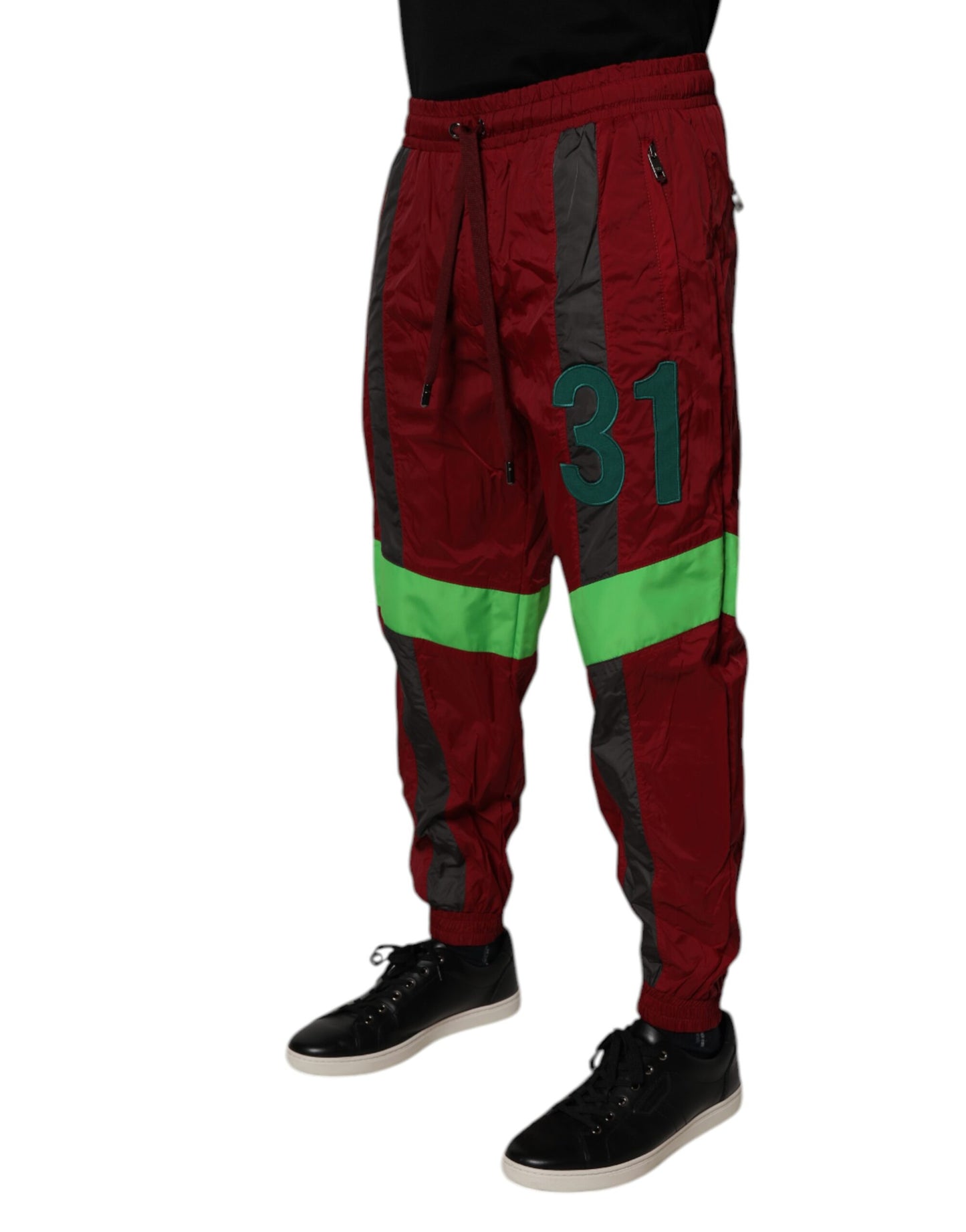 Dolce & Gabbana Maroon Nylon Men Jogger Sweatpants Pants by Dolce & Gabbana