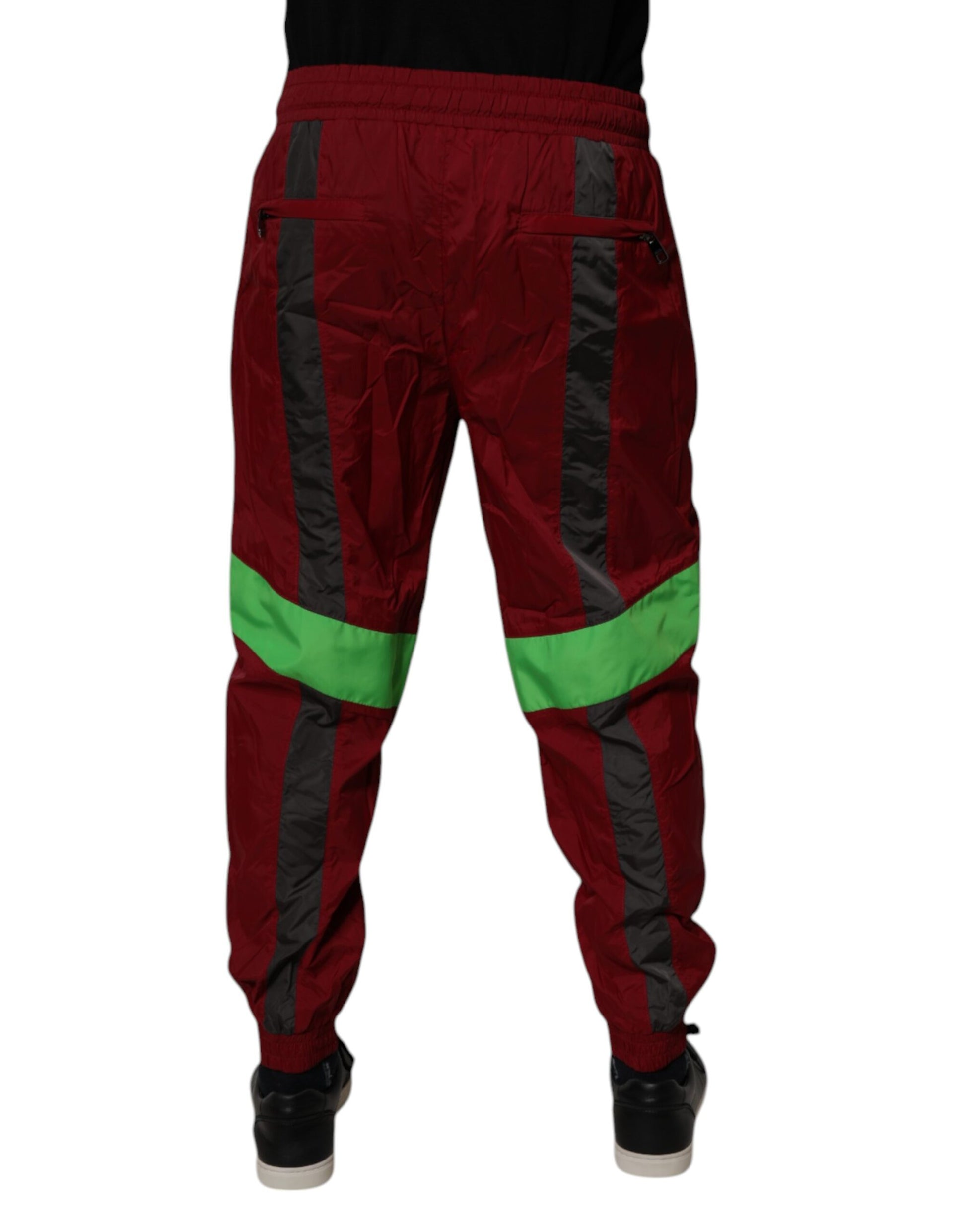 Dolce & Gabbana Maroon Nylon Men Jogger Sweatpants Pants by Dolce & Gabbana