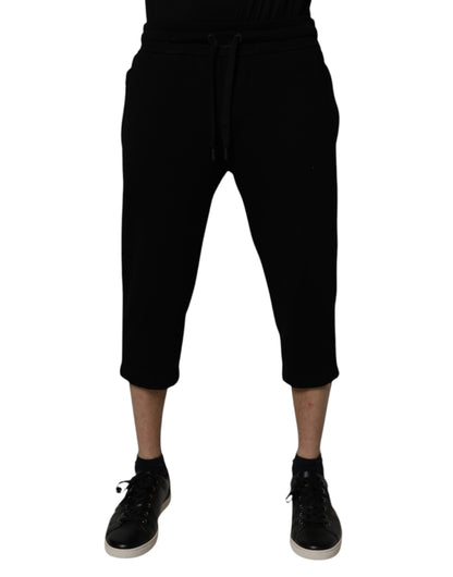 Dolce & Gabbana Black Cotton Blend Cropped Sweatpants Pants by Dolce & Gabbana