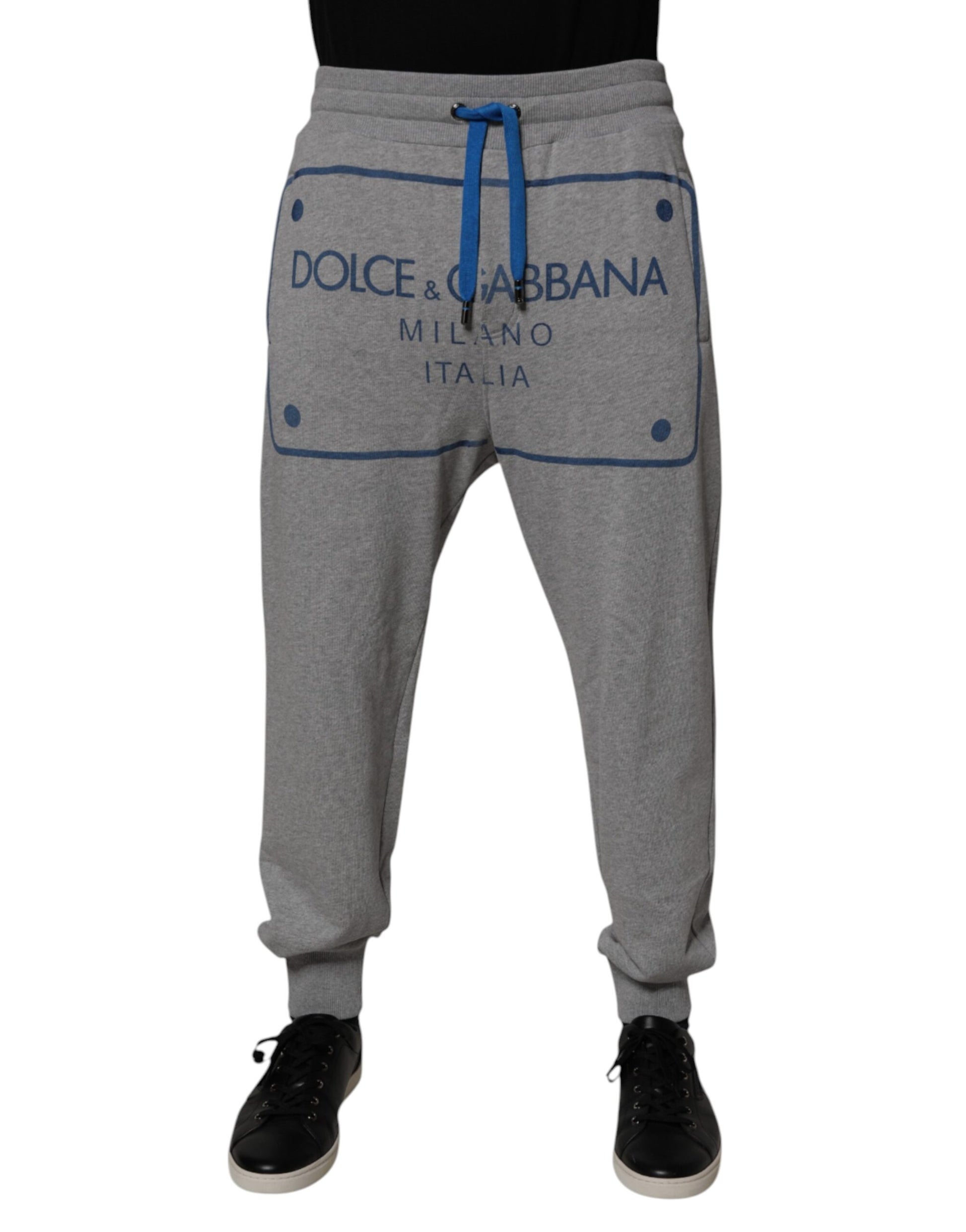 Dolce & Gabbana Gray Logo Cotton Men Jogger Sweatpants Pants by Dolce & Gabbana