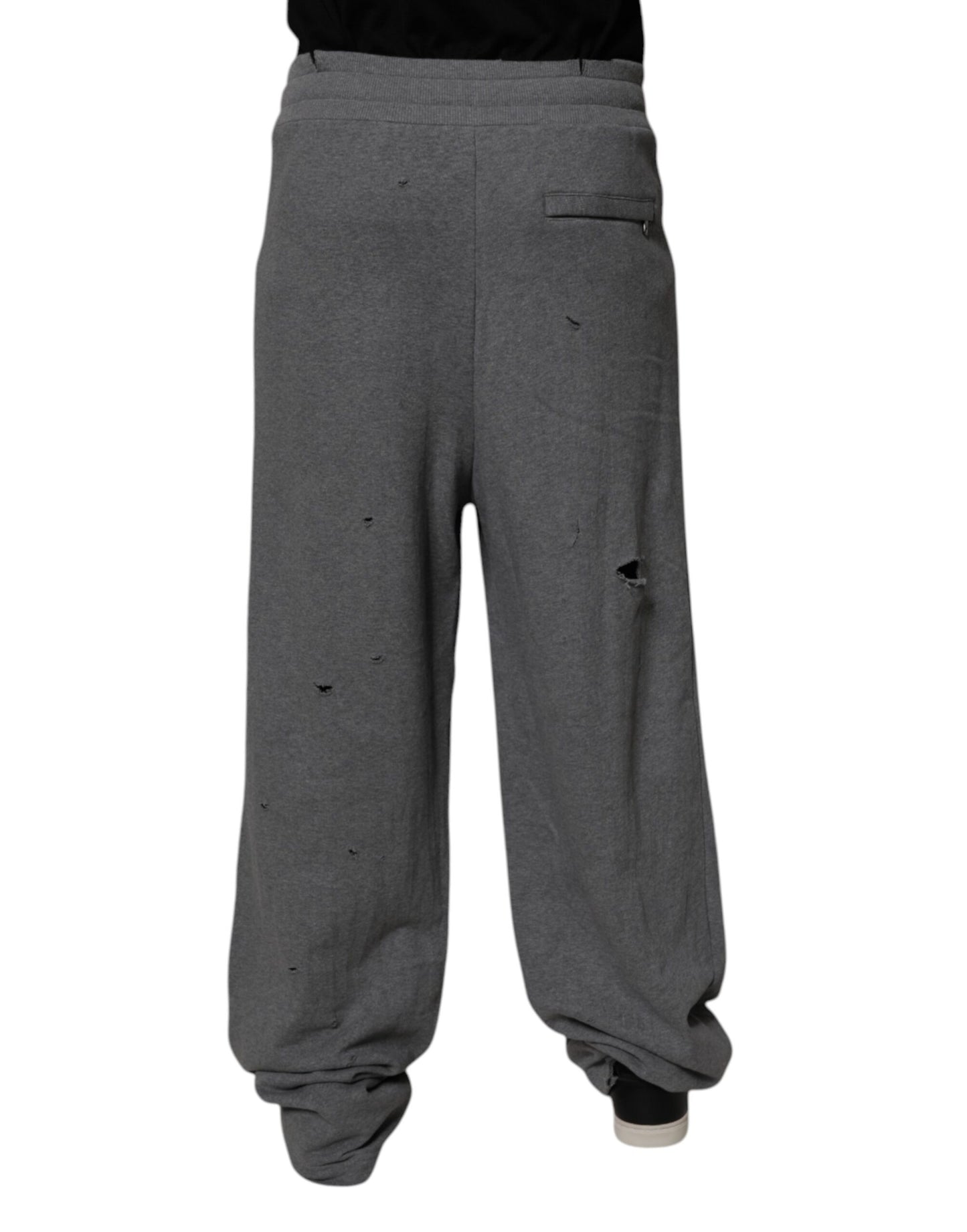 Dolce & Gabbana Gray Cotton RipStyle Straight Sweatpants Pants by Dolce & Gabbana