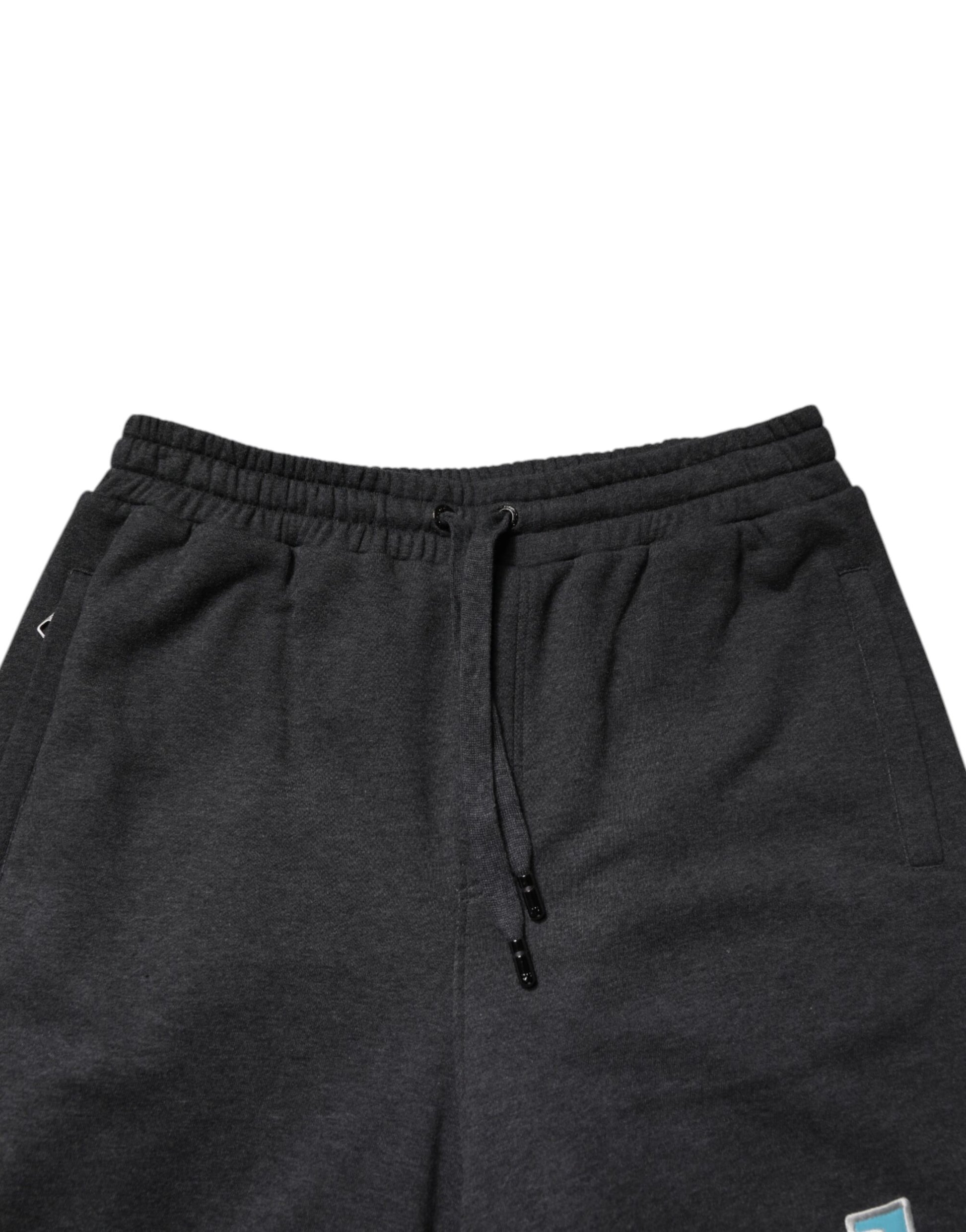 Dolce & Gabbana Dark Gray Cotton Layered Straight Sweatpants Pants by Dolce & Gabbana