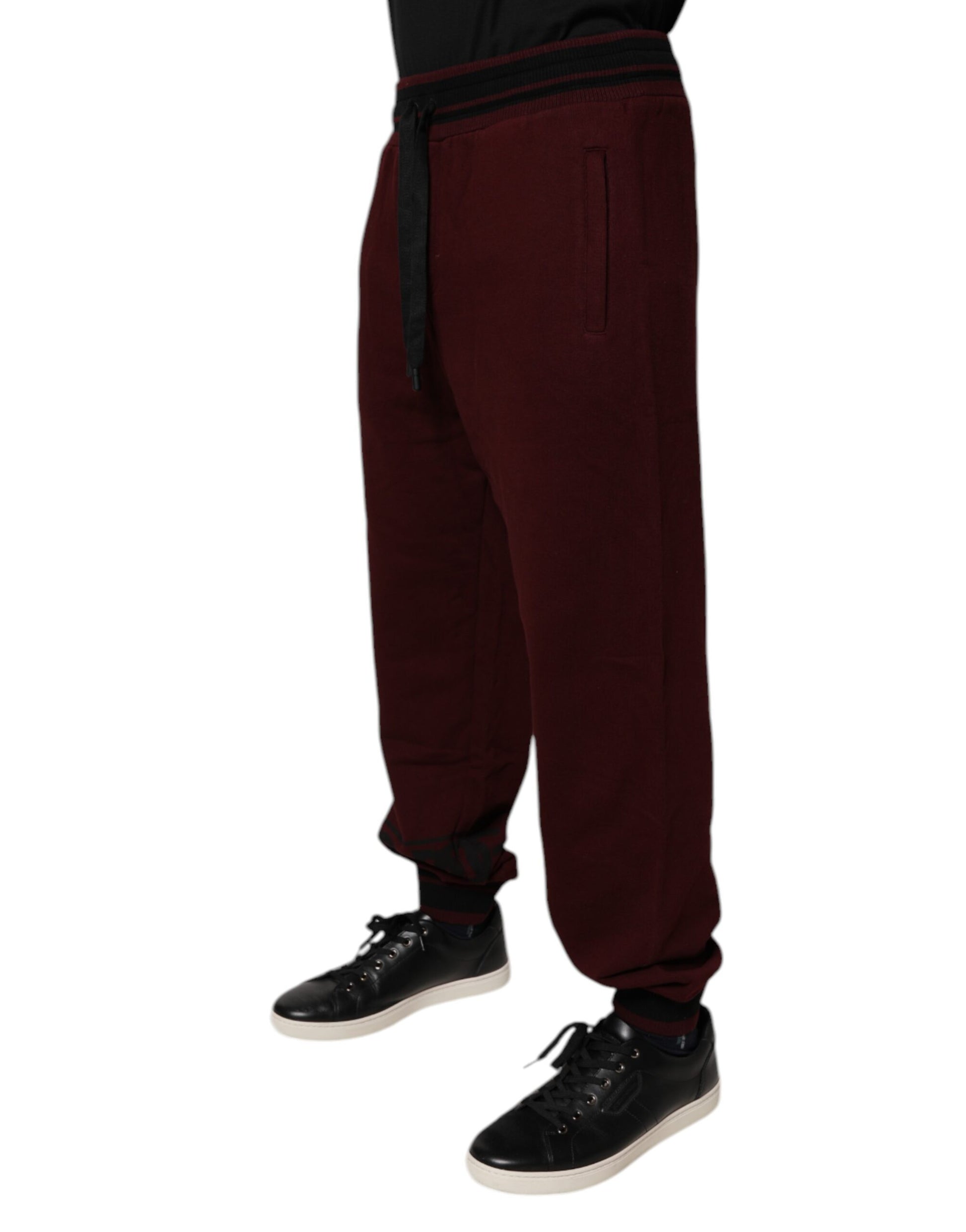 Dolce & Gabbana Bordeaux Cotton Jogger Men Sweatpants Pants by Dolce & Gabbana