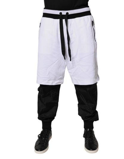 Dolce & Gabbana Black White Cotton Layered Sweatpants Pants by Dolce & Gabbana