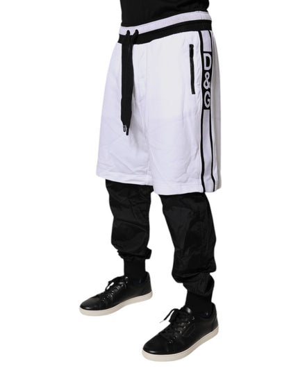 Dolce & Gabbana Black White Cotton Layered Sweatpants Pants by Dolce & Gabbana