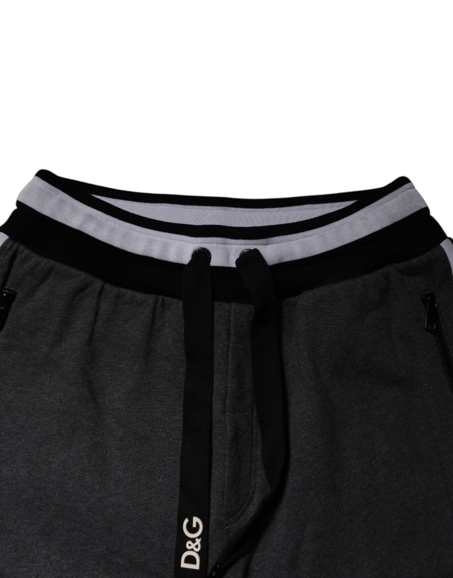 Dolce & Gabbana Black Gray Cotton Layered Men Sweatpants Pants by Dolce & Gabbana