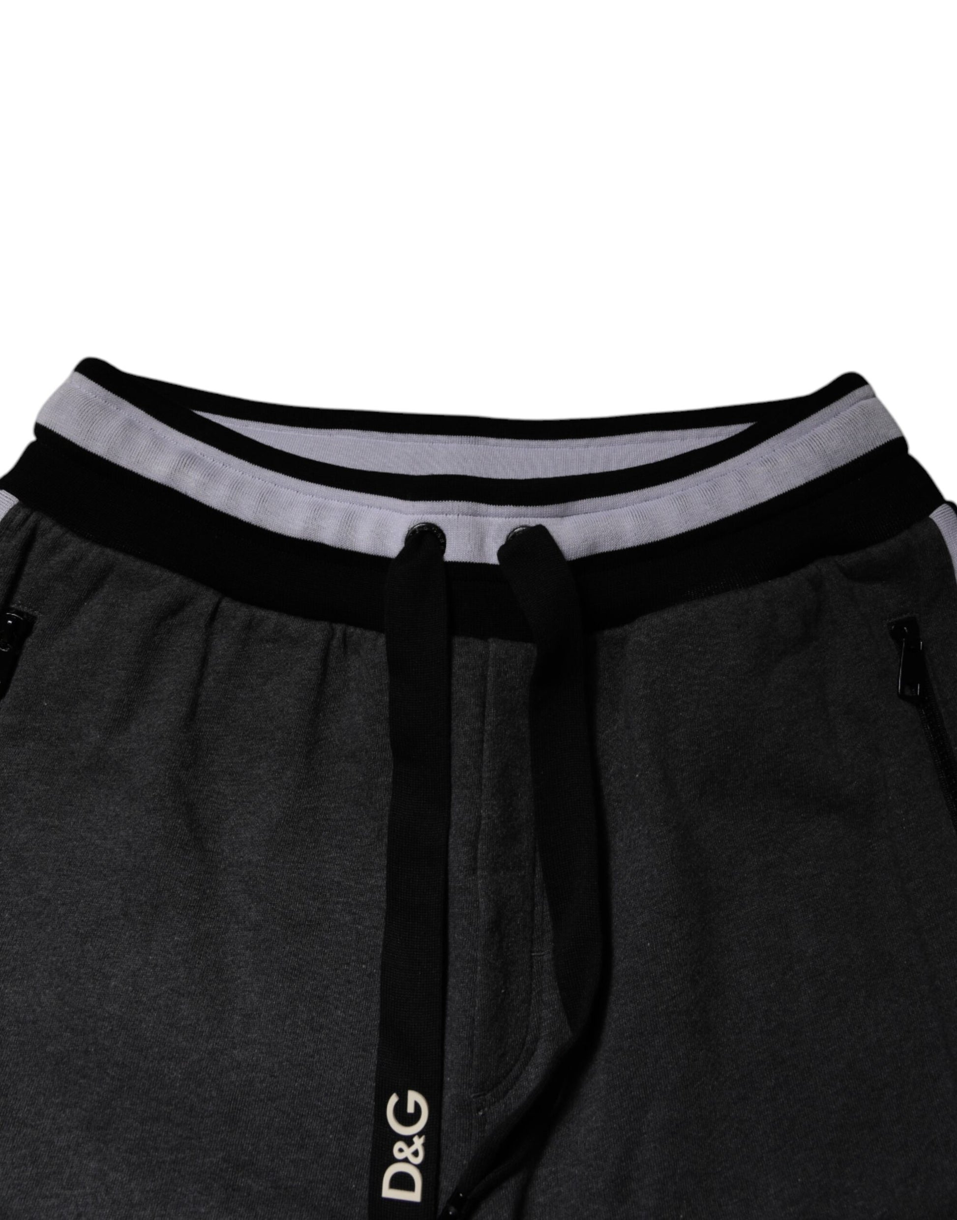 Dolce & Gabbana Black Gray Cotton Layered Men Sweatpants Pants by Dolce & Gabbana