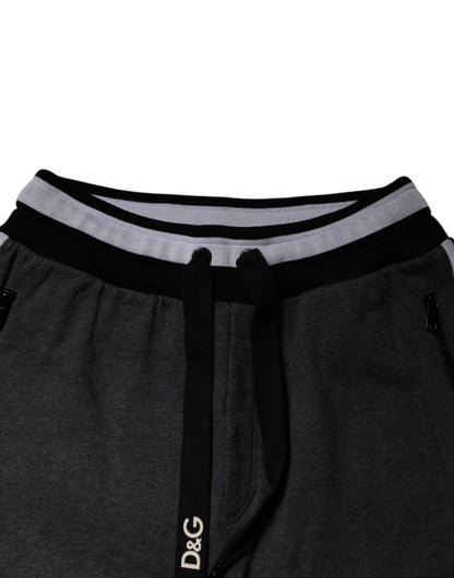 Dolce & Gabbana Black Gray Cotton Layered Men Sweatpants Pants by Dolce & Gabbana