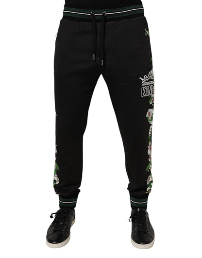 Dolce & Gabbana Black Floral King Men Jogger Sweatpants Pants by Dolce & Gabbana