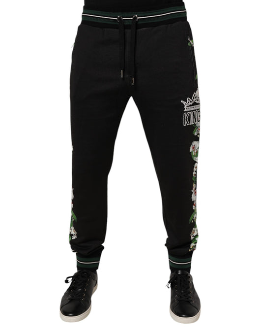 Dolce & Gabbana Black Floral King Men Jogger Sweatpants Pants by Dolce & Gabbana