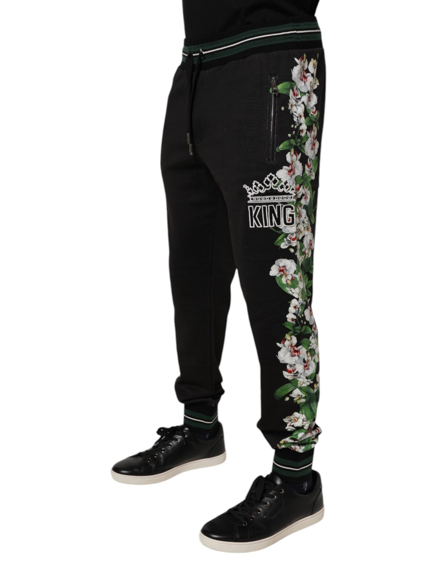 Dolce & Gabbana Black Floral King Men Jogger Sweatpants Pants by Dolce & Gabbana