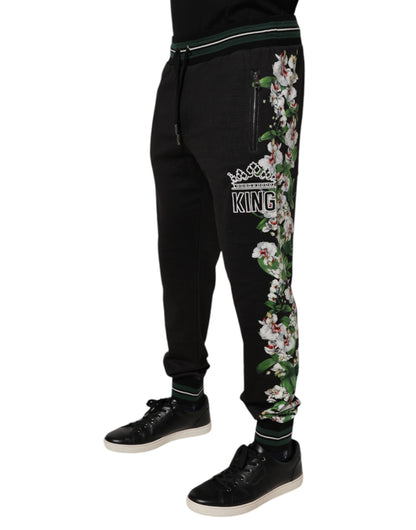 Dolce & Gabbana Black Floral King Men Jogger Sweatpants Pants by Dolce & Gabbana