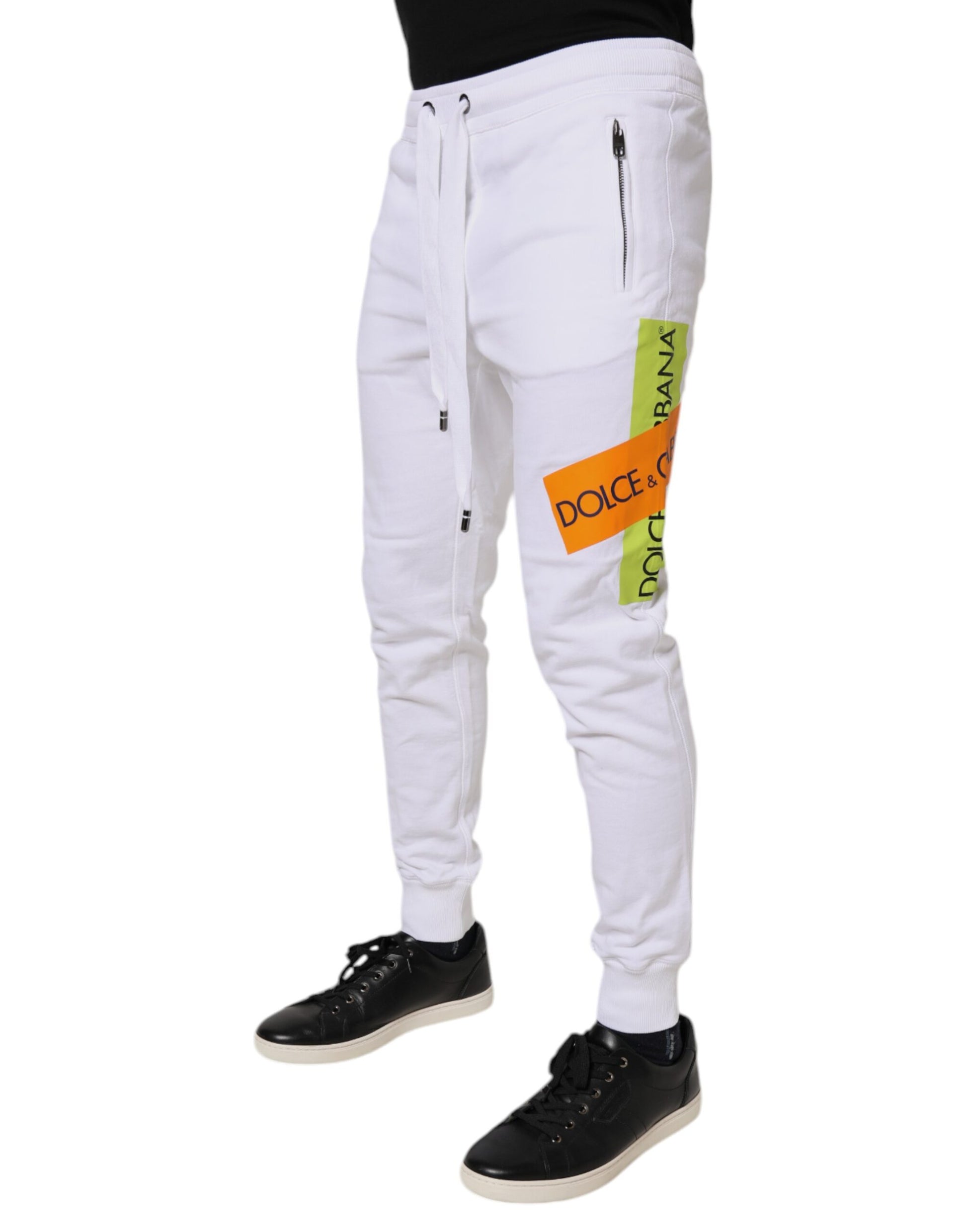 Dolce & Gabbana White Logo Tape Jogger Cotton Sweatpants Pants by Dolce & Gabbana