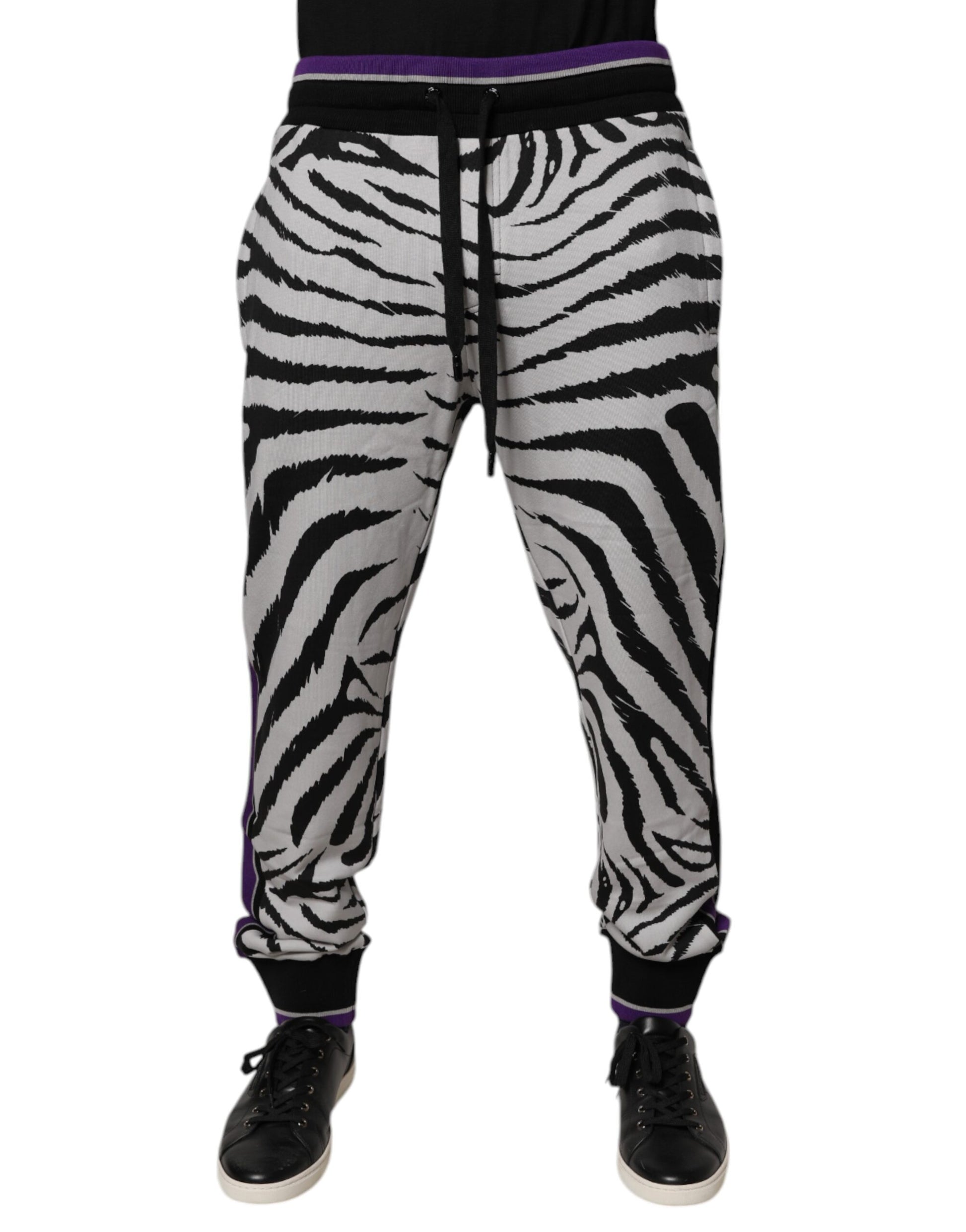 Dolce & Gabbana Black White Zebra Men Jogger Sweatpants Pants by Dolce & Gabbana