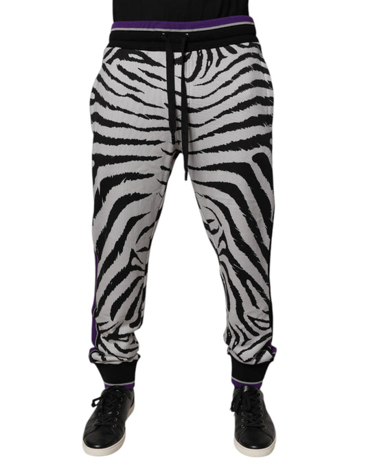 Dolce & Gabbana Black White Zebra Men Jogger Sweatpants Pants by Dolce & Gabbana