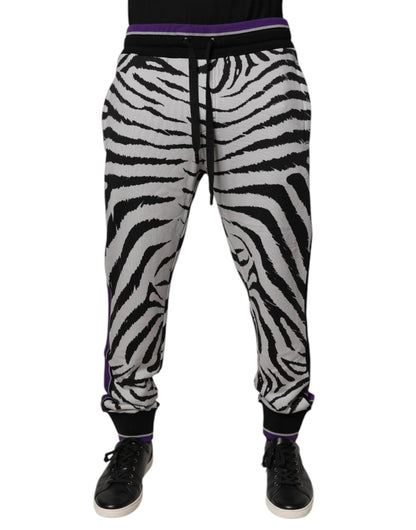 Dolce & Gabbana Black White Zebra Men Jogger Sweatpants Pants by Dolce & Gabbana