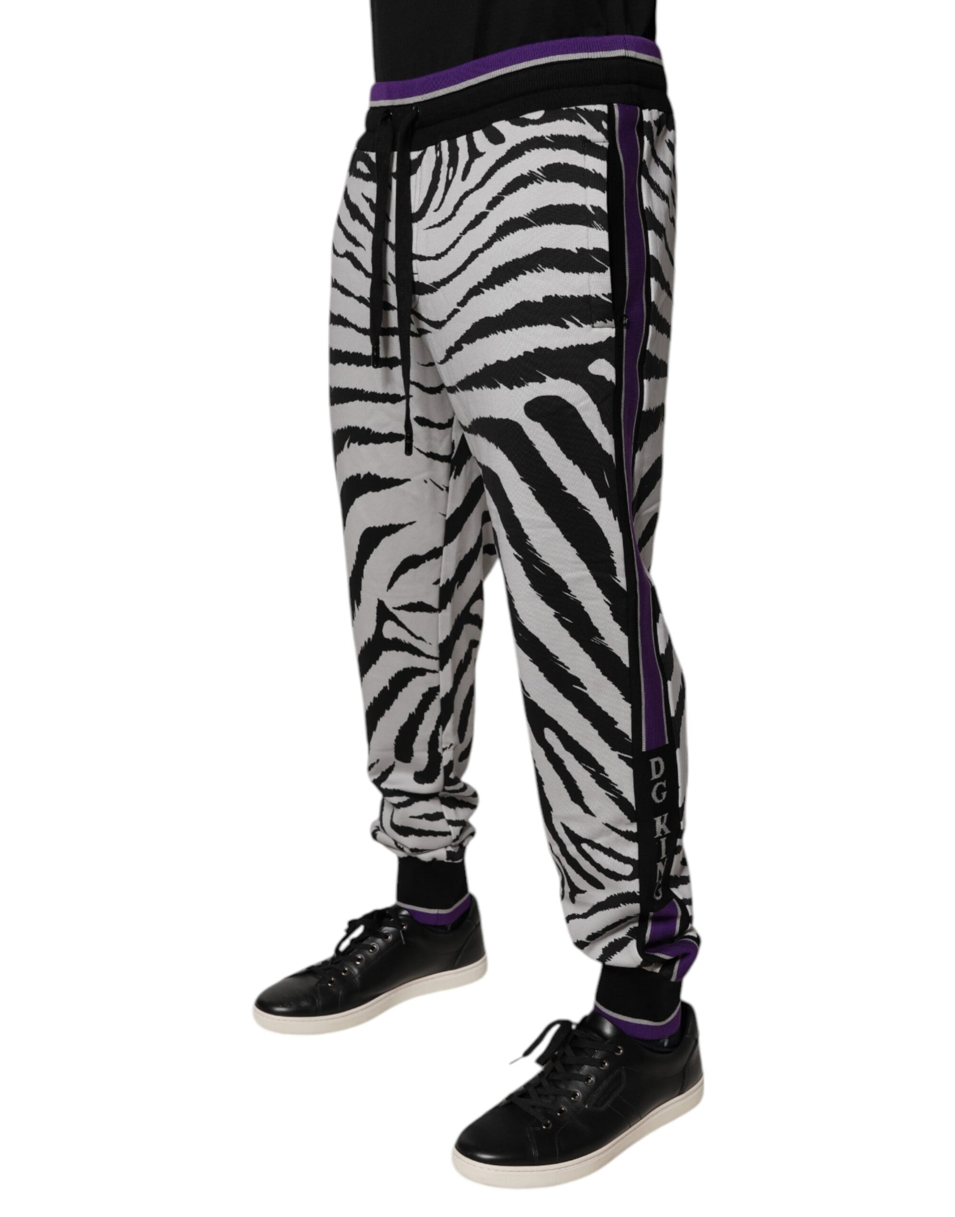 Dolce & Gabbana Black White Zebra Men Jogger Sweatpants Pants by Dolce & Gabbana