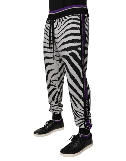Dolce & Gabbana Black White Zebra Men Jogger Sweatpants Pants by Dolce & Gabbana