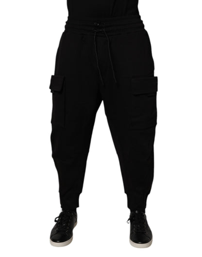 Dolce & Gabbana Black Cotton Men Cargo Jogger Sweatpants Pants by Dolce & Gabbana