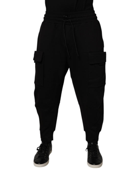 Dolce & Gabbana Black Cotton Men Cargo Jogger Sweatpants Pants by Dolce & Gabbana